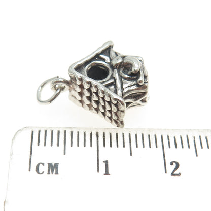 925 Sterling Silver Vintage Cuckoo Wall Clock 3D Charm Pendant