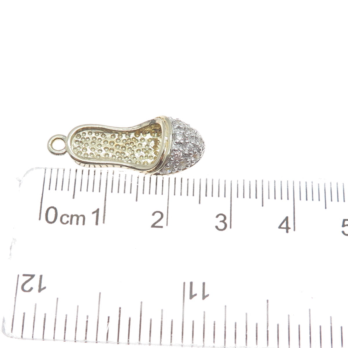 925 Sterling Silver Gold Plated Round-Cut C Z Ladies Shoe Minimalist Pendant