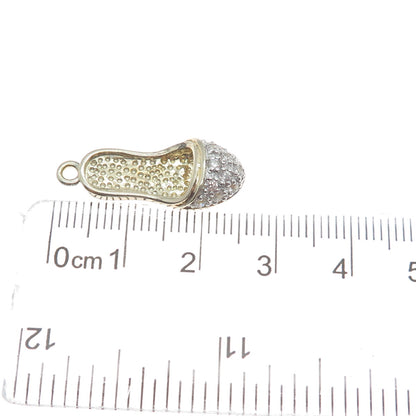 925 Sterling Silver Gold Plated Round-Cut C Z Ladies Shoe Minimalist Pendant