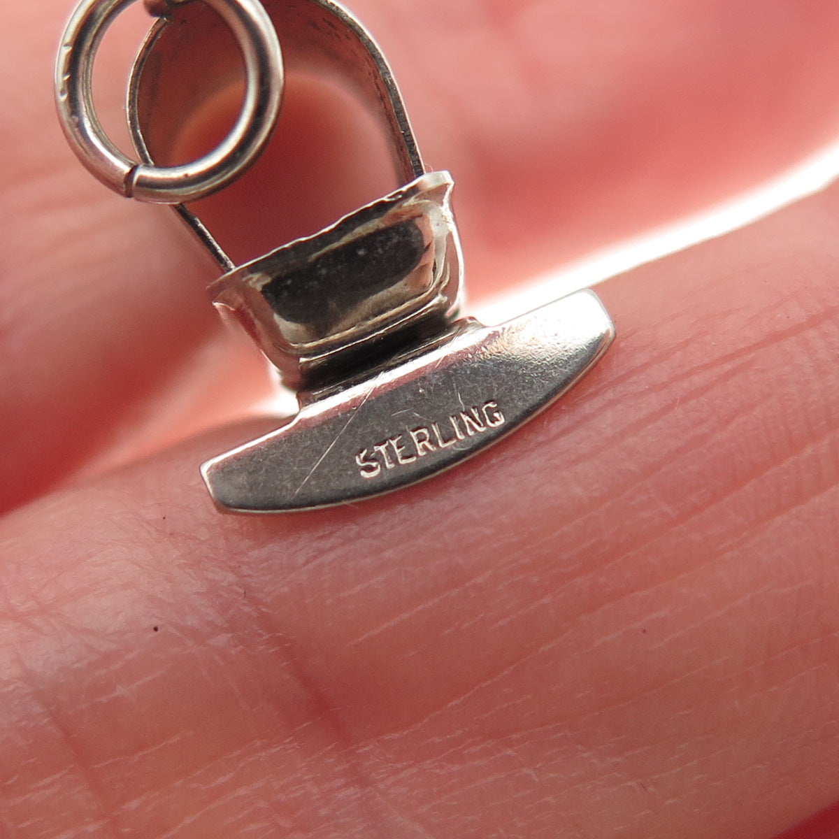 925 Sterling Silver Antique Art Deco Rocking Baby Bassinet 3D Mini Charm Pendant