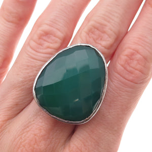 Banana Republic Vintage Real Green Onyx Modernist Oxidized Ring Size 7.25