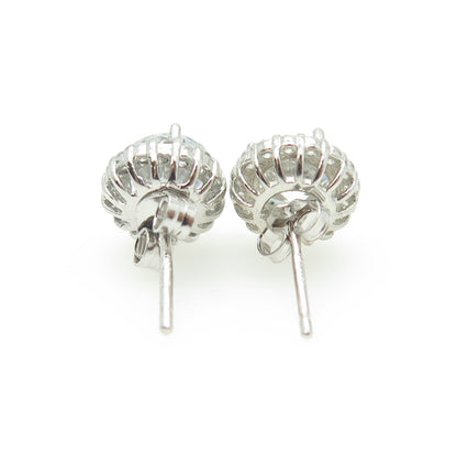 HAN 925 Sterling Silver Round-Cut White C Z Stud Earrings