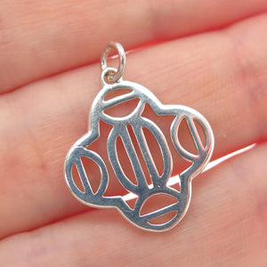 925 Sterling Silver Vintage Ornate Flower Charm Pendant