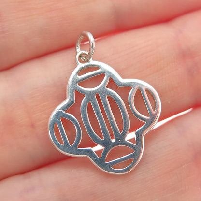 925 Sterling Silver Vintage Ornate Flower Charm Pendant