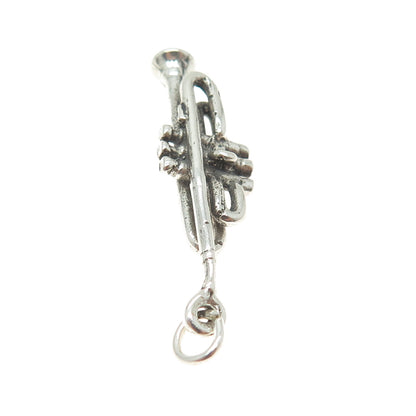 925 Sterling Silver Vintage Trumpet Musical Instrument 3D Pendant