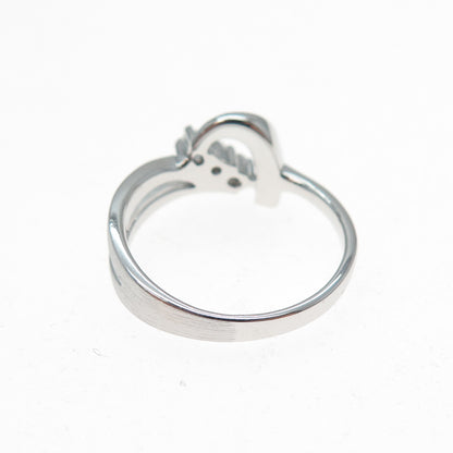 925 Sterling Silver Round-Cut C Z Modernist Wavy Ring Size 7.25