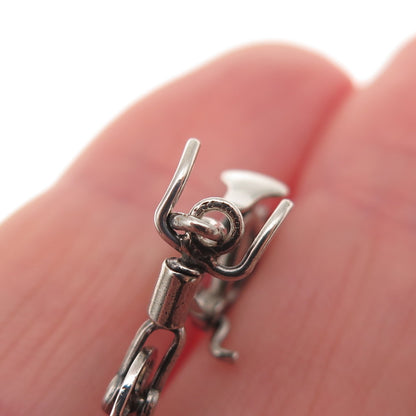 925 Sterling Silver Antique Art Deco Bicycle Movable Mini Charm Pendant