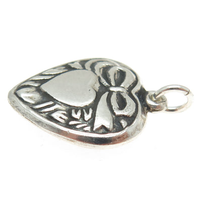 925 Sterling Silver Vintage Puffy Heart Charm Pendant