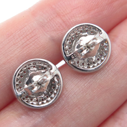 925 Sterling Silver Round-Cut Blue & White C Z Stud Earrings