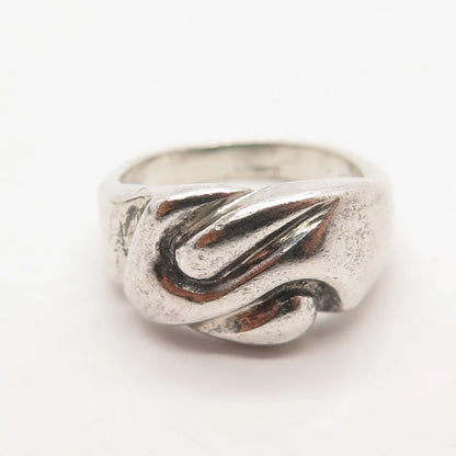 925 Sterling Silver Vintage Ribbed Ring Size 7.75
