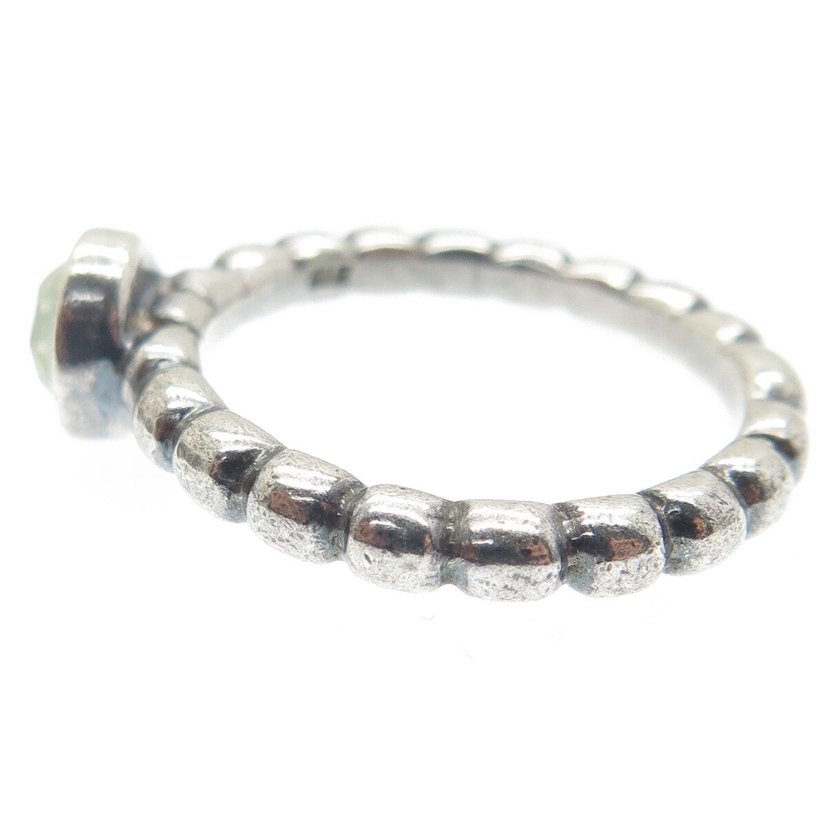 PANDORA 925 Sterling Silver Clear Crystal Beaded Ring Size 8.5