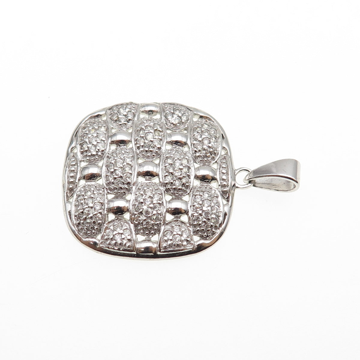 925 Sterling Silver Round-Cut C Z Modernist Charm Pendant