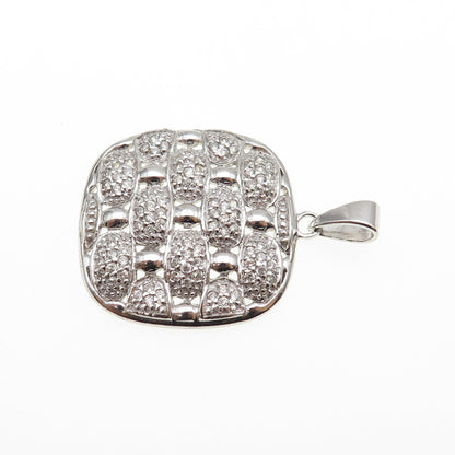 925 Sterling Silver Round-Cut C Z Modernist Charm Pendant