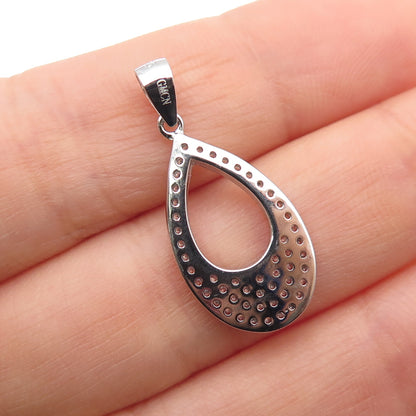 925 Sterling Silver Round-Cut C Z Teardrop Charm Pendant