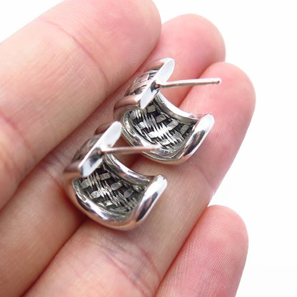 925 Sterling Silver Vintage Wicker Hoop Pendant