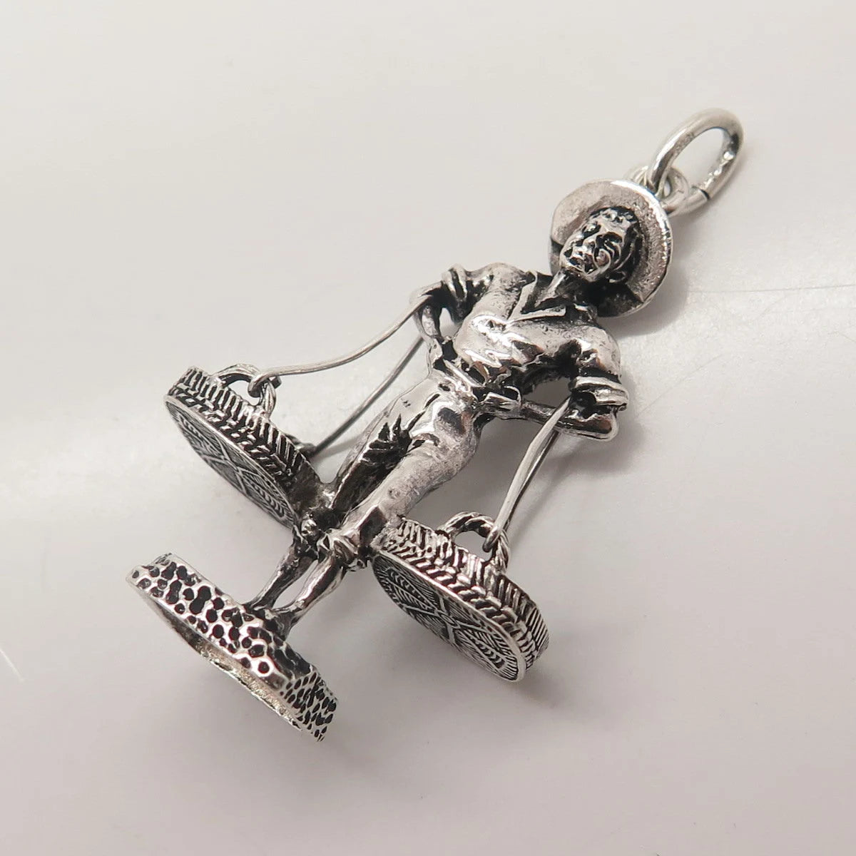 925 Sterling Silver Vintage Fishmonger Pendant