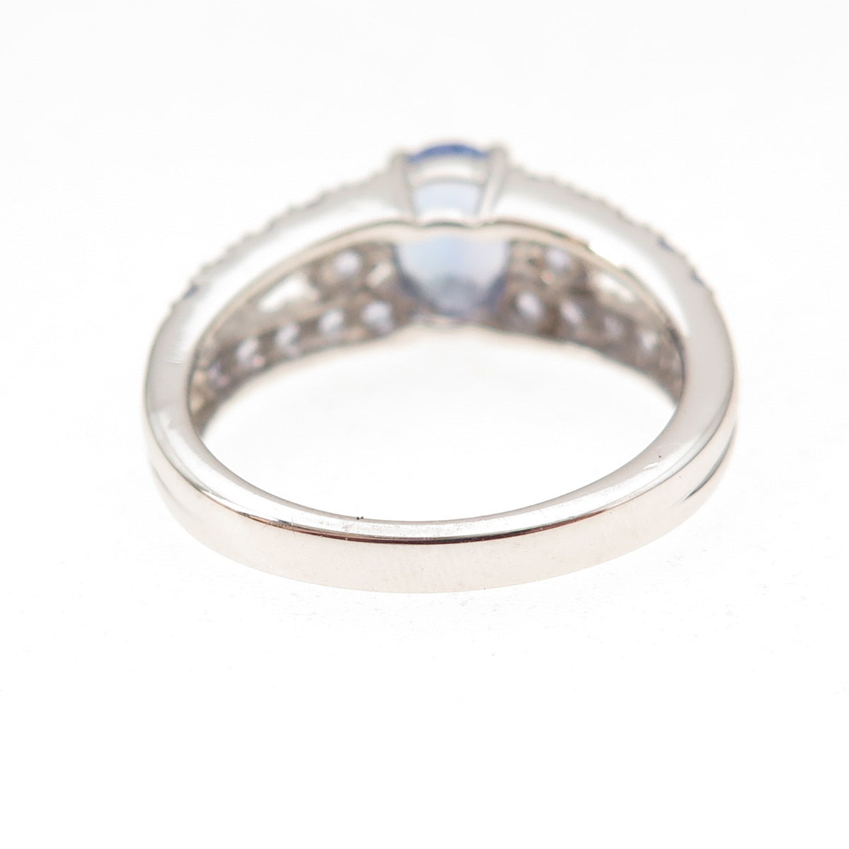 925 Sterling Silver Real Oval & Round-Cut Tanzanite Ring Size 8