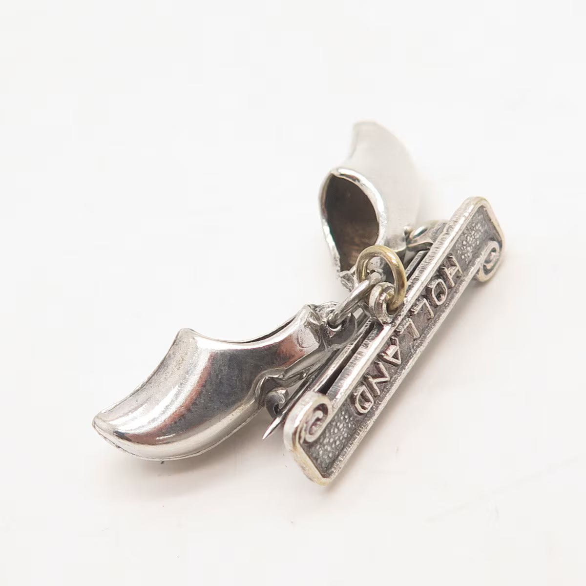 925 Sterling Silver Vintage Holland Boot Shoes Charms Pin Brooch