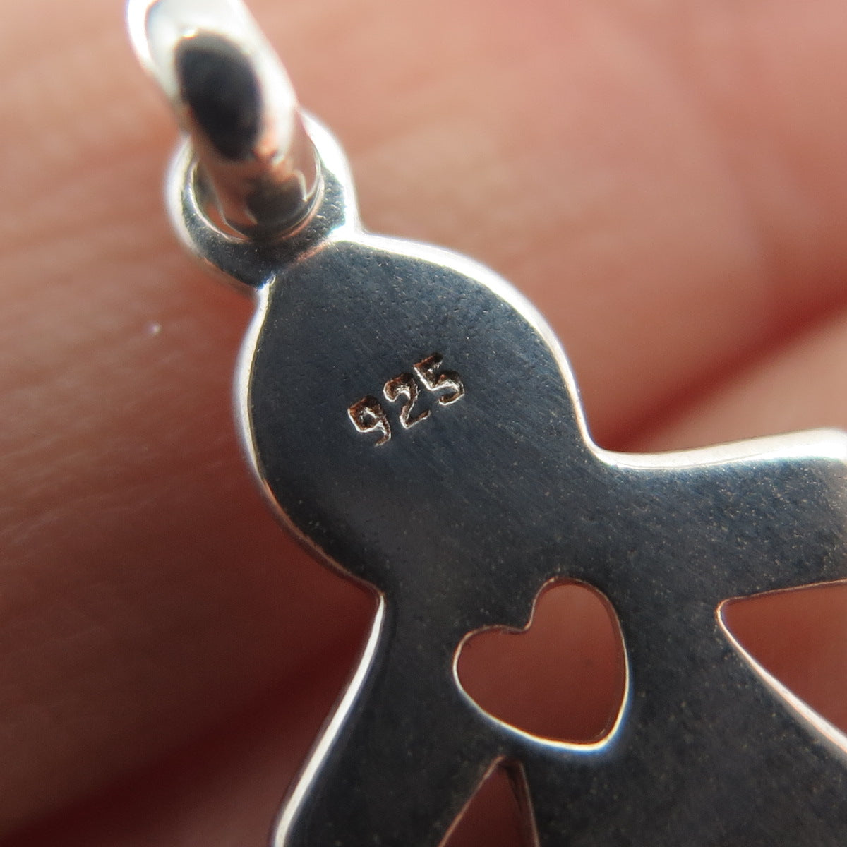 925 Sterling Silver Vintage C Z Boy's Heart Minimalist Charm Pendant