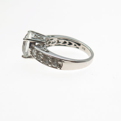 CHUCK CLEMENCY 925 Sterling Silver Real White Topaz Engagement Ring Size 7
