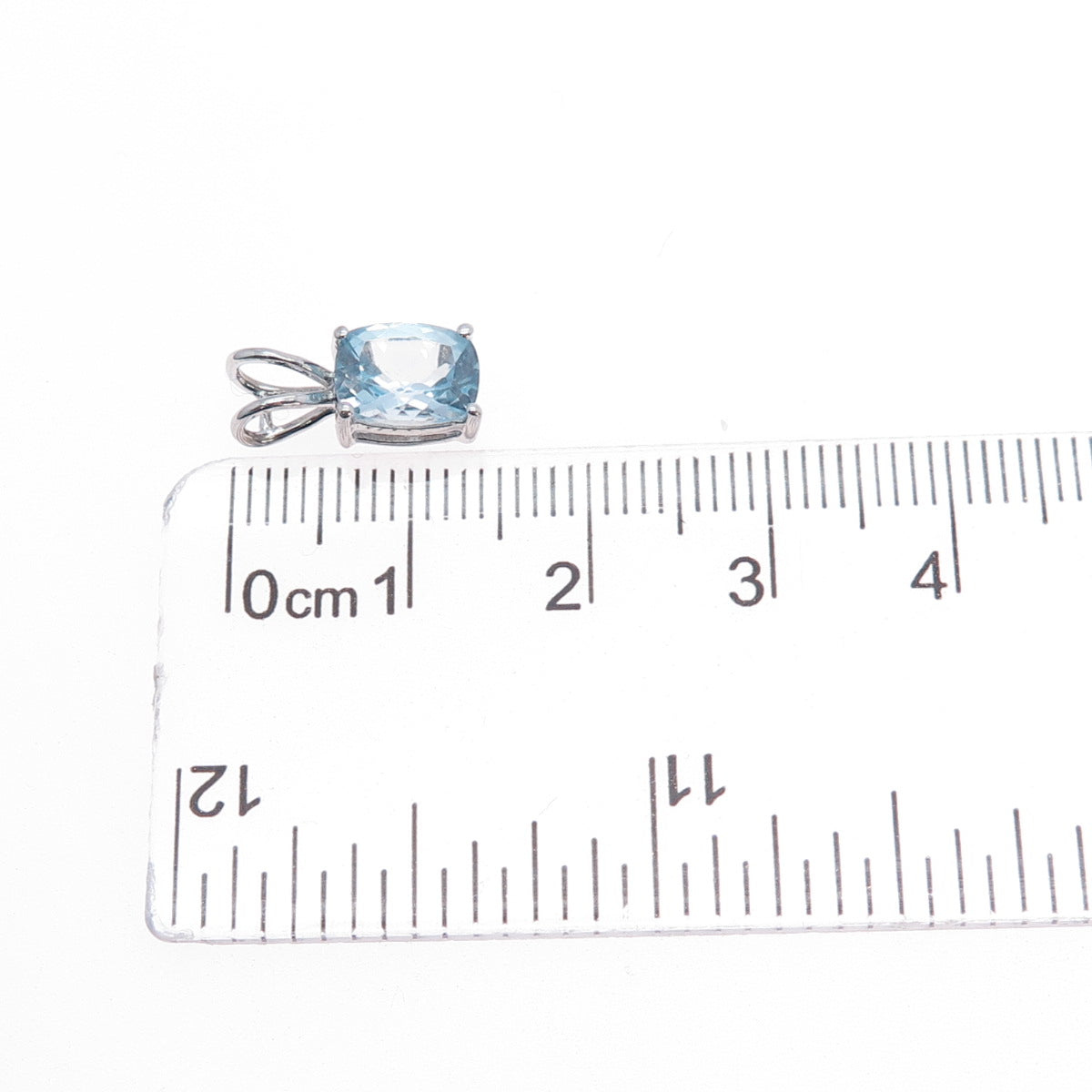 925 Sterling Silver Real Cushion-Cut Blue Topaz Minimalist Charm Pendant