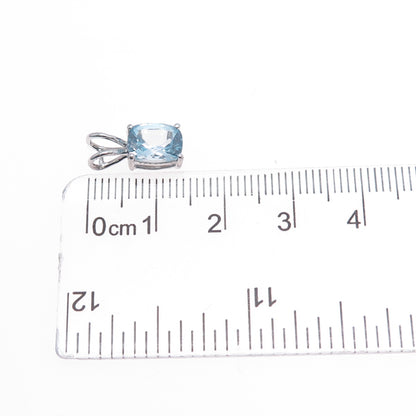 925 Sterling Silver Real Cushion-Cut Blue Topaz Minimalist Charm Pendant
