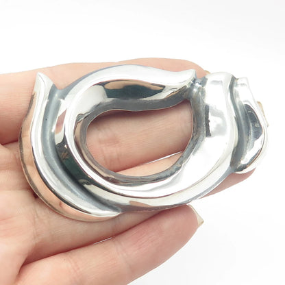 925 Sterling Silver Vintage Mexico Modernist Heart Pin Brooch