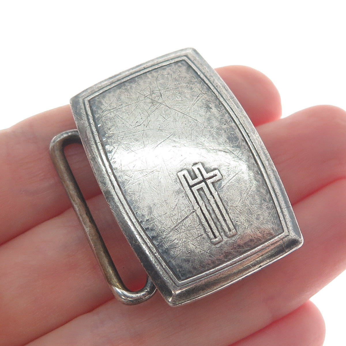 HICKOK 925 Sterling Silver Antique USA Letter "H" Initial Oxidized Belt Buckle