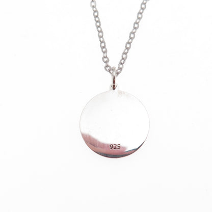 925 Sterling Silver Pink Enamel Number 1 Cable Chain Necklace 18"