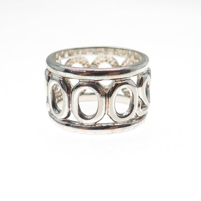925 Sterling Silver Vintage 2000 Millennium Wide Band Ring Size 8.25
