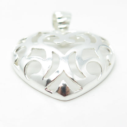 MILOR 925 Sterling Silver Vintage Italy Ornate Heart Pendant