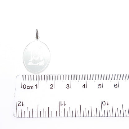925 Sterling Silver Vintage Engraved Jesus Charm Pendant