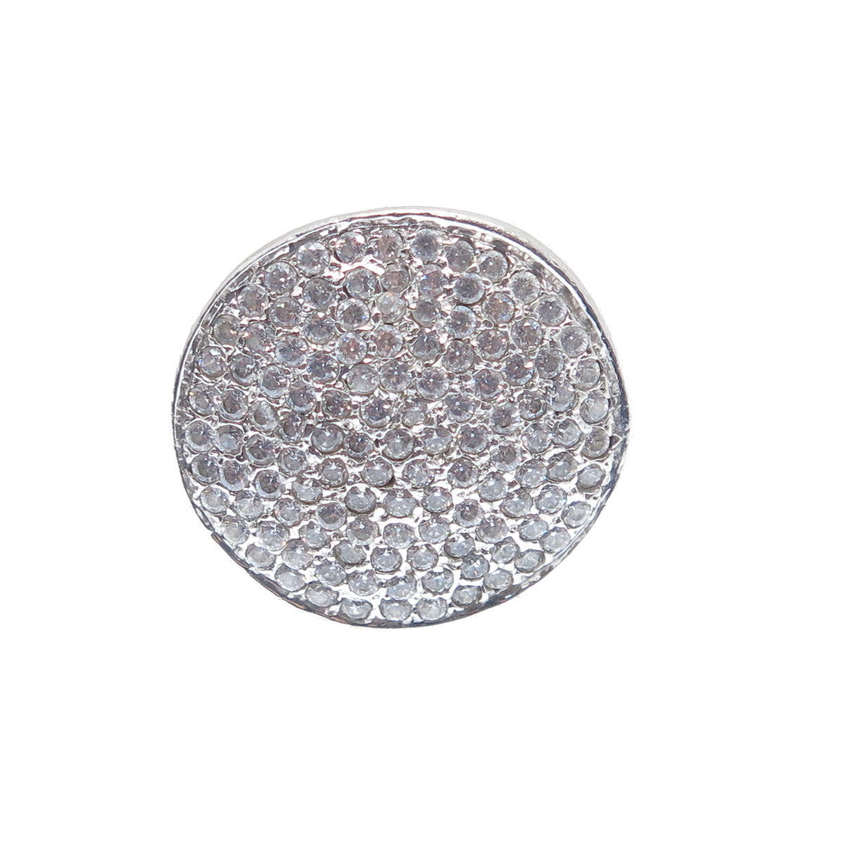 925 Sterling Silver Round-Cut Shaped C Z Sparkle Domed Ring Size 7