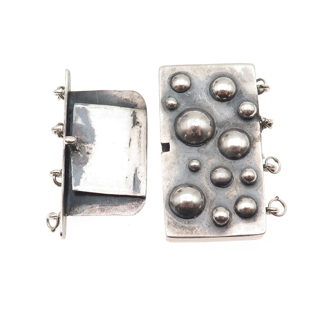 925 Sterling Silver Vintage Bubble Bracelet / Necklace Box Lock Clasp