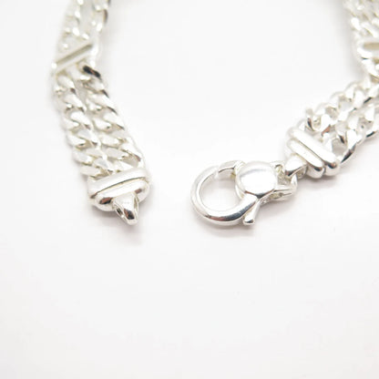 925 Sterling Silver Vintage 2-Row Cuban Link Bracelet 6.75"