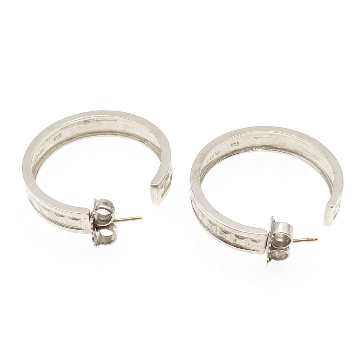 Jane Bohan 925 Sterling Silver 14K Gold Posts Vintage Hoop Earrings