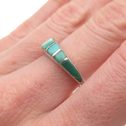 Old Pawn 925 Sterling Silver Vintage Southwestern Turquoise Tribal Ring Size 6.5
