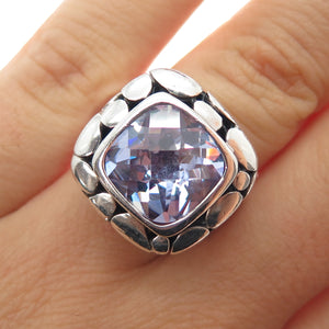 925 Sterling Silver Vintage Lavender C Z Kali Dotted Modernist Ring Size 6