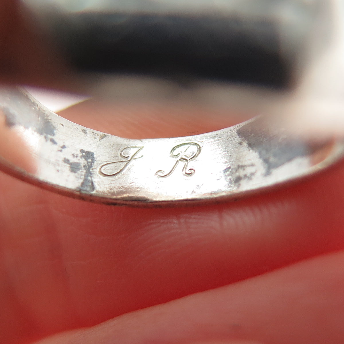 925 Sterling Silver Antique 1948 Enamel St. Louis School Oxidized Ring Size 6