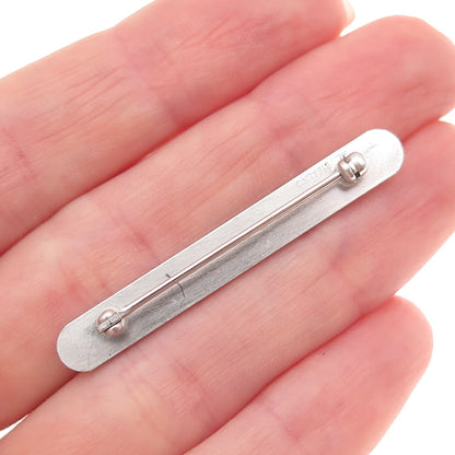 925 Sterling Silver Vintage Engraved Floral Bar Pin Brooch