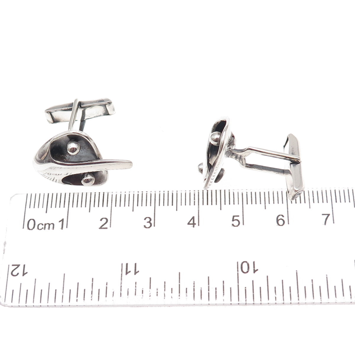 Sigi Pineda 925 Sterling Silver Vintage Mexico Modernist Oxidized Cufflinks #46