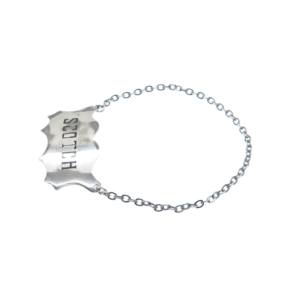 925 Sterling Silver Antique Victorian Scotch Bottle Tag