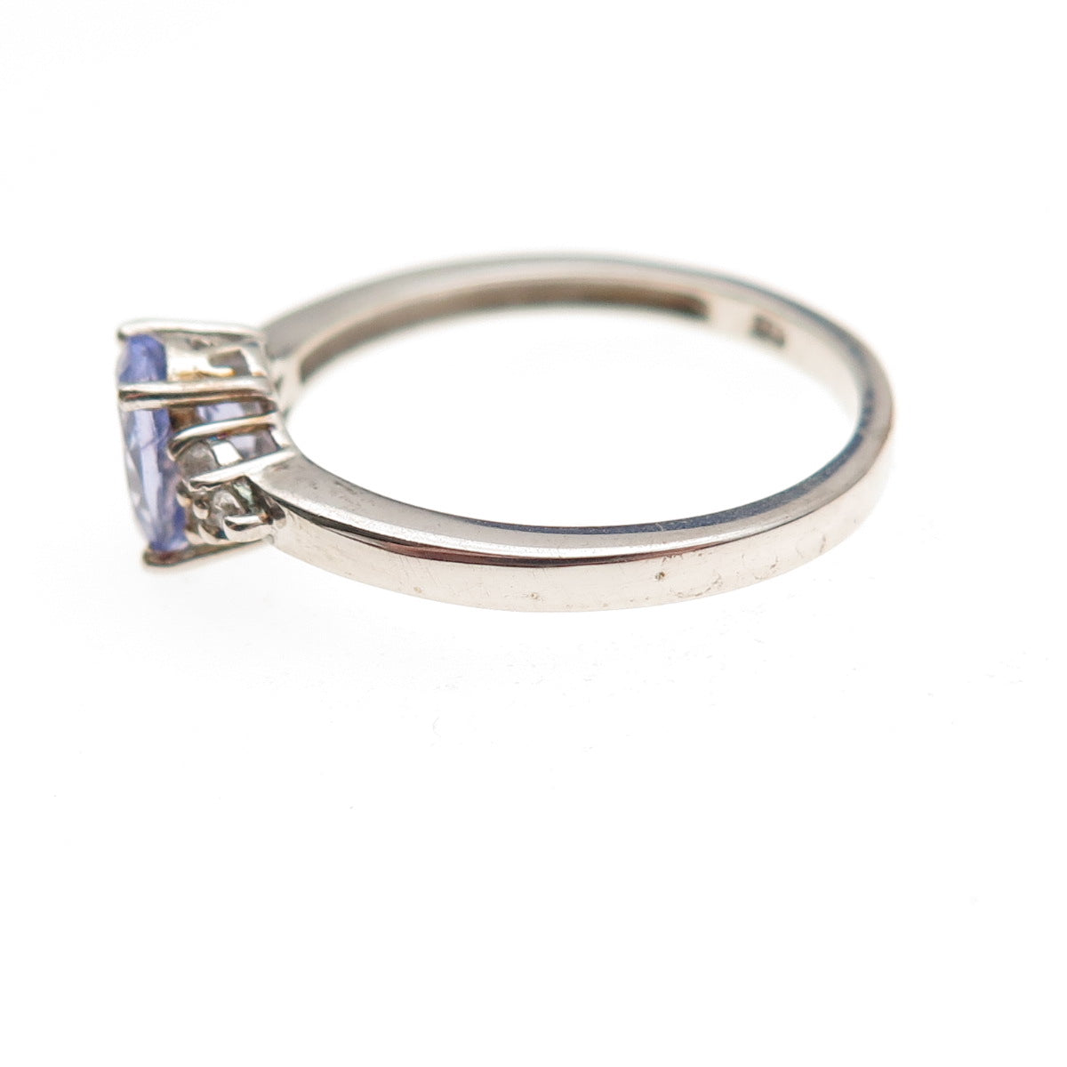 Chuck Clemency 925 Sterling Silver Real Tanzanite & White Topaz Ring Size 8