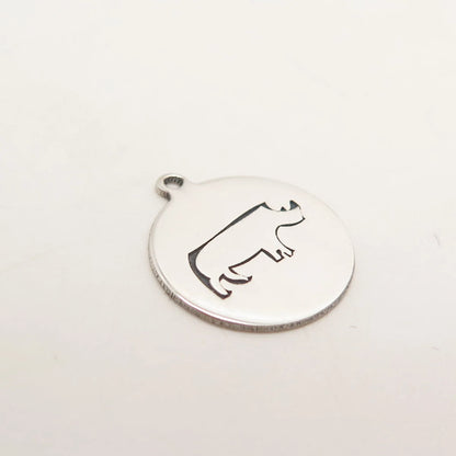 925 Sterling Silver USA Two In Town Rhinoceros Charm Pendant