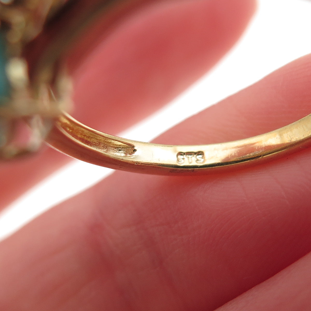 Chuck Clemency 925 Sterling Gold Plated Real Turquoise & Lapis Ring Size 8.25