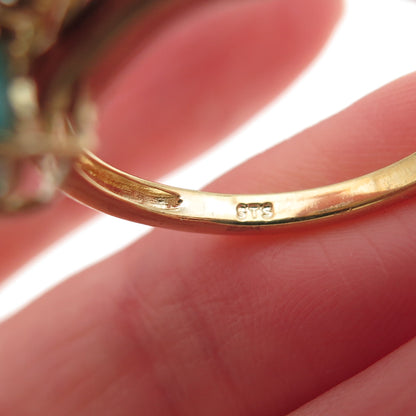 Chuck Clemency 925 Sterling Gold Plated Real Turquoise & Lapis Ring Size 8.25