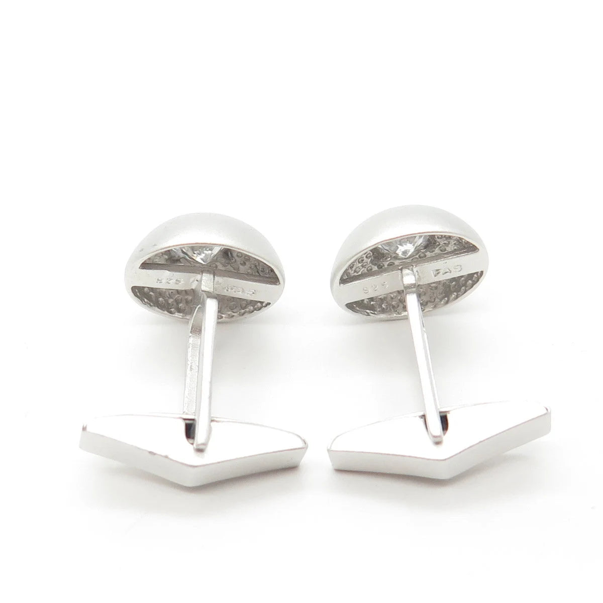 925 Sterling Silver Vintage Round-Cut C Z Cufflinks