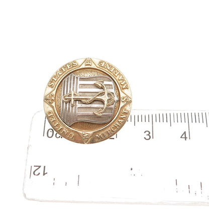 AECO Utica Sterling Silver 2-Tone Antique WWII US Merchant Marine Service Brooch