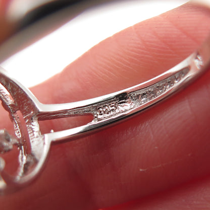 925 Sterling Silver Real Round-Cut Diamond Cross Ring Size 7
