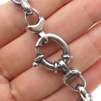 MILOR 925 Sterling Silver Vintage Italy Oval Link Oxidized Bracelet 7"